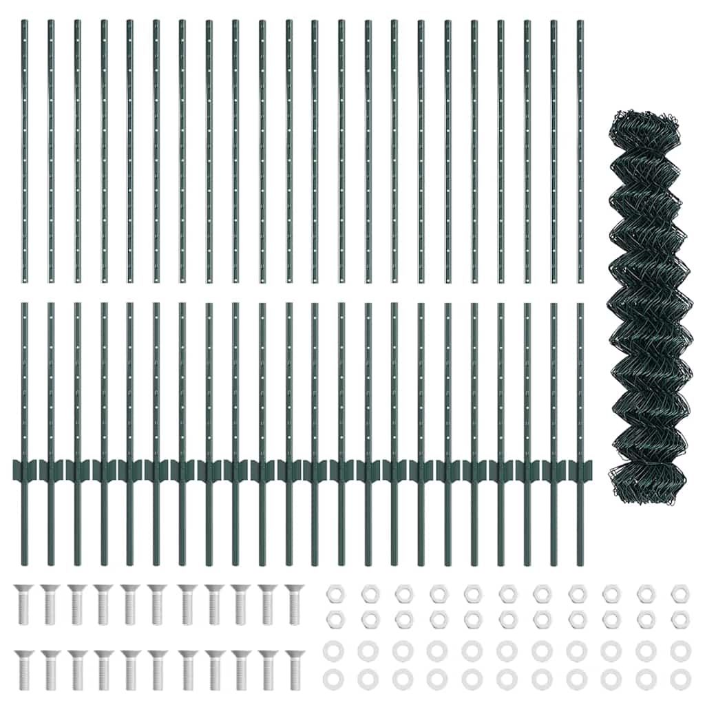 Zaun mit Pfosten Grün 1.2 x 25 m Stahl
