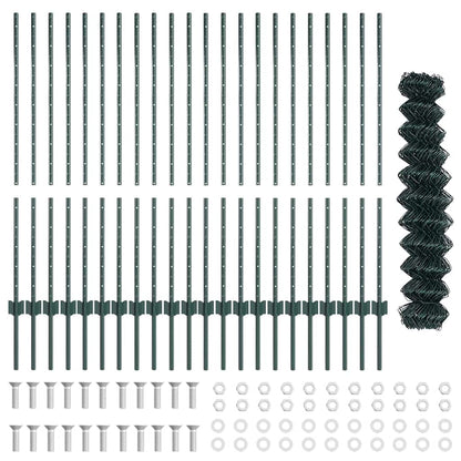 Zaun mit Pfosten Grün 1.2 x 25 m Stahl