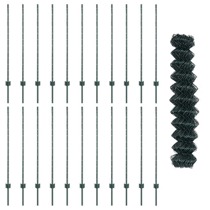 Zaun mit Pfosten Grün 1.2 x 25 m Stahl