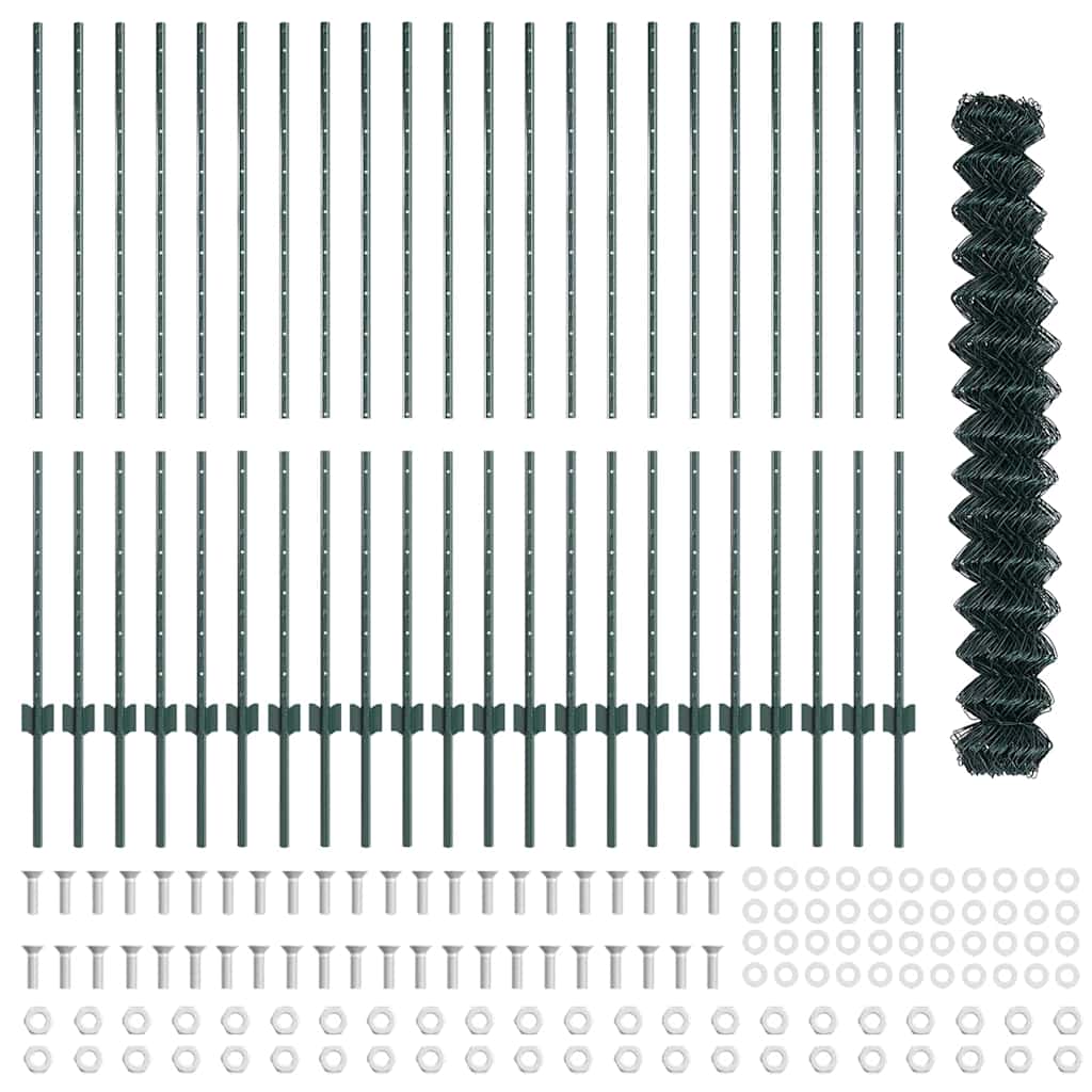 Zaun mit Pfosten Grün 1.4 x 25 m Stahl