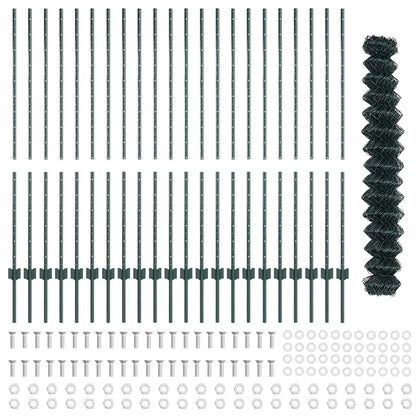 Zaun mit Pfosten Grün 1.4 x 25 m Stahl