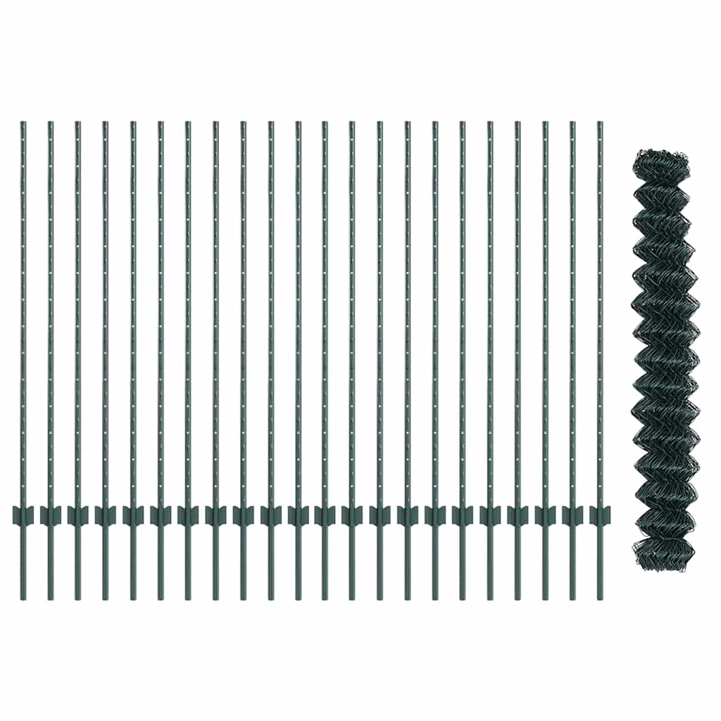 Zaun mit Pfosten Grün 1.4 x 25 m Stahl