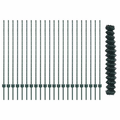 Zaun mit Pfosten Grün 1.4 x 25 m Stahl