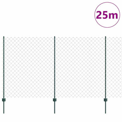 Zaun mit Pfosten Grün 1.4 x 25 m Stahl
