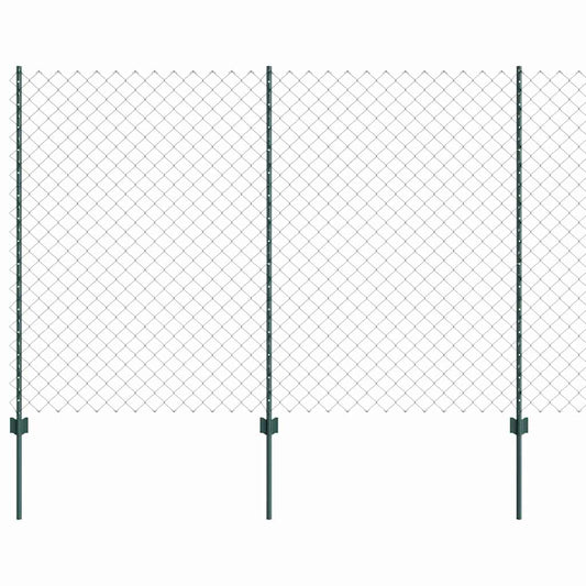 Zaun mit Pfosten Grün 1.6 x 25 m Stahl