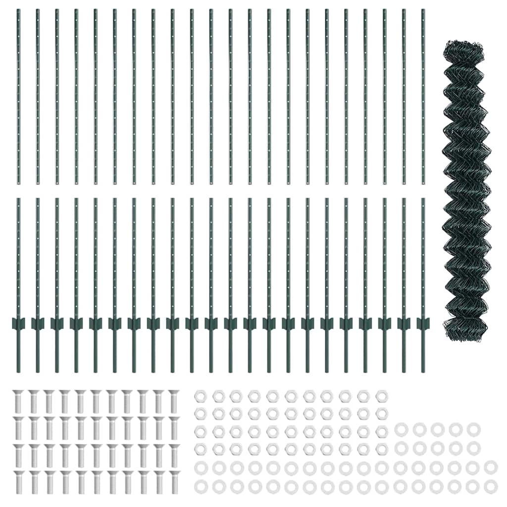 Zaun mit Pfosten Grün 1.6 x 25 m Stahl