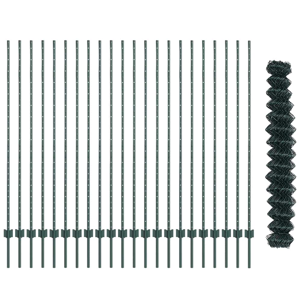 Zaun mit Pfosten Grün 1.6 x 25 m Stahl