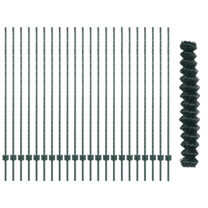 Zaun mit Pfosten Grün 1.6 x 25 m Stahl