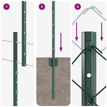 Zaun mit Pfosten Grün 1.6 x 25 m Stahl