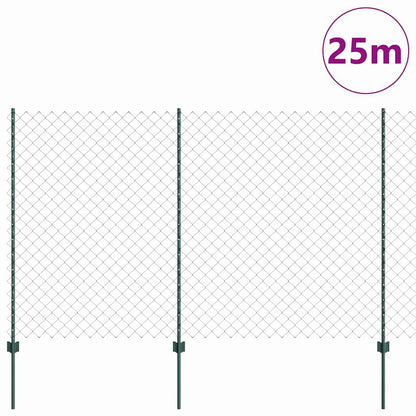 Zaun mit Pfosten Grün 1.6 x 25 m Stahl