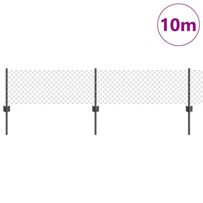 Zaun mit Pfosten Grau 0,4 x 10 m Stahl