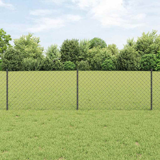 Zaun mit Pfosten Grau 0,6 x 10 m Stahl