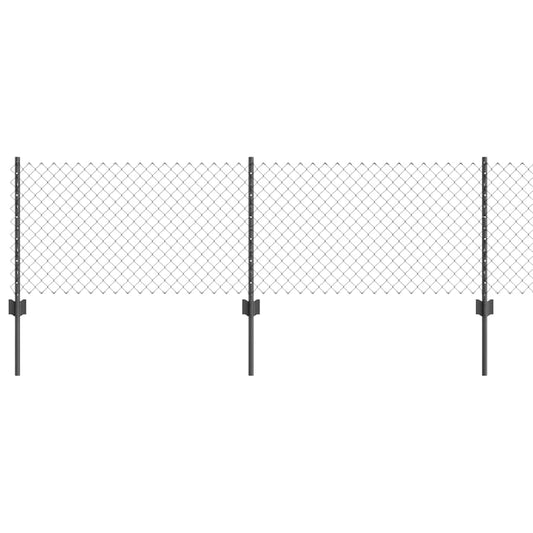 Zaun mit Pfosten Grau 0,6 x 10 m Stahl