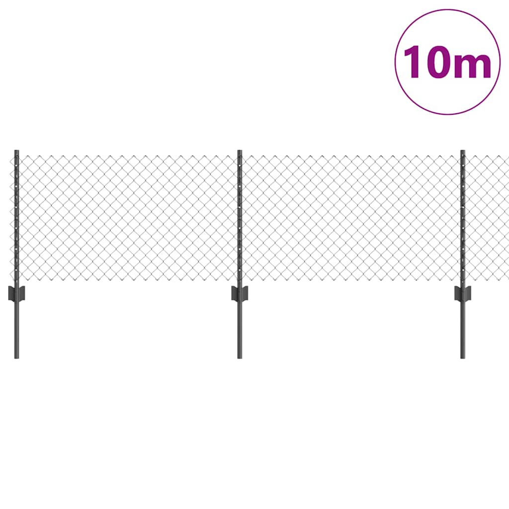 Zaun mit Pfosten Grau 0,6 x 10 m Stahl