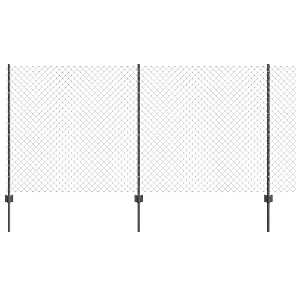 Zaun mit Pfosten Grau 1.2 x 10 m Stahl