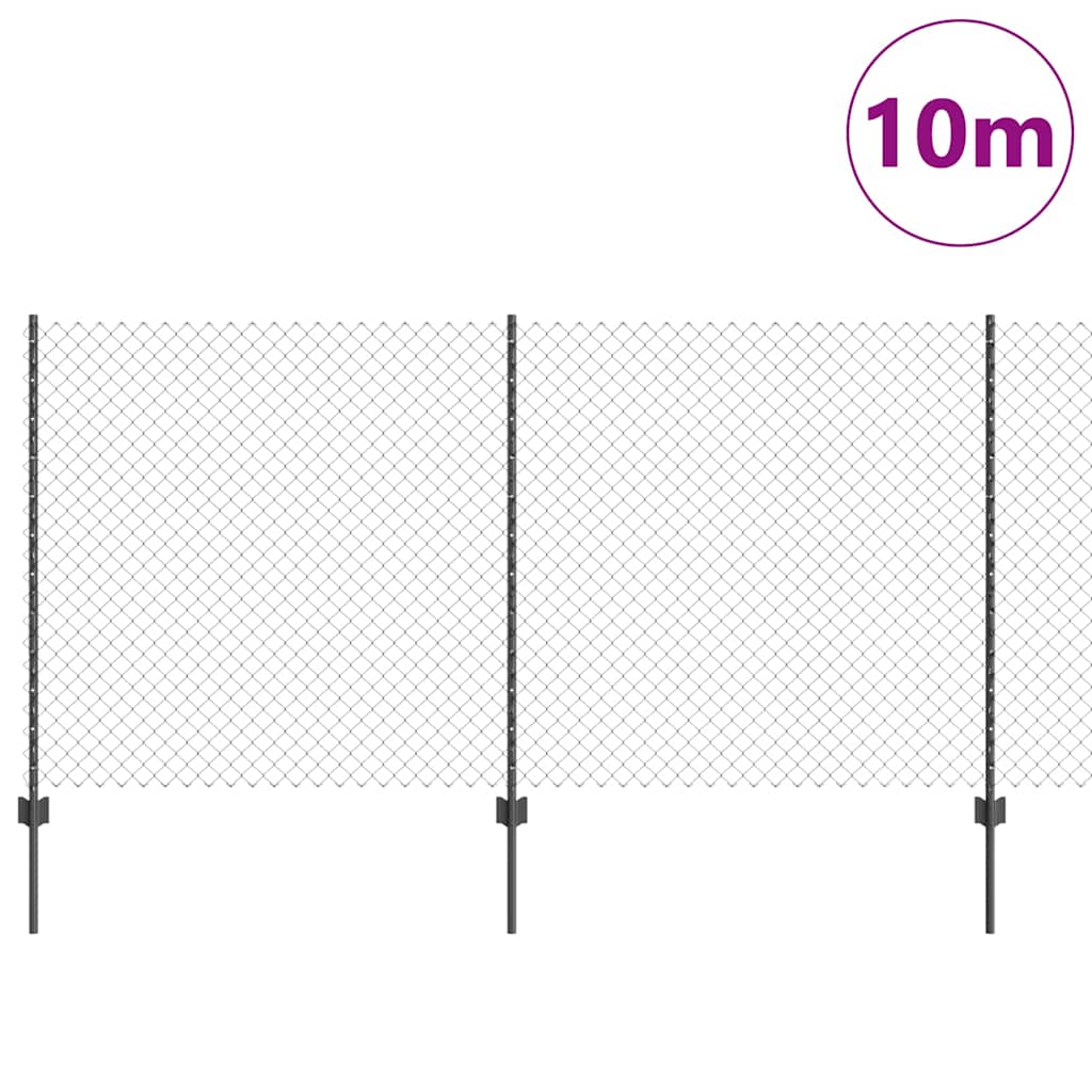 Zaun mit Pfosten Grau 1.2 x 10 m Stahl