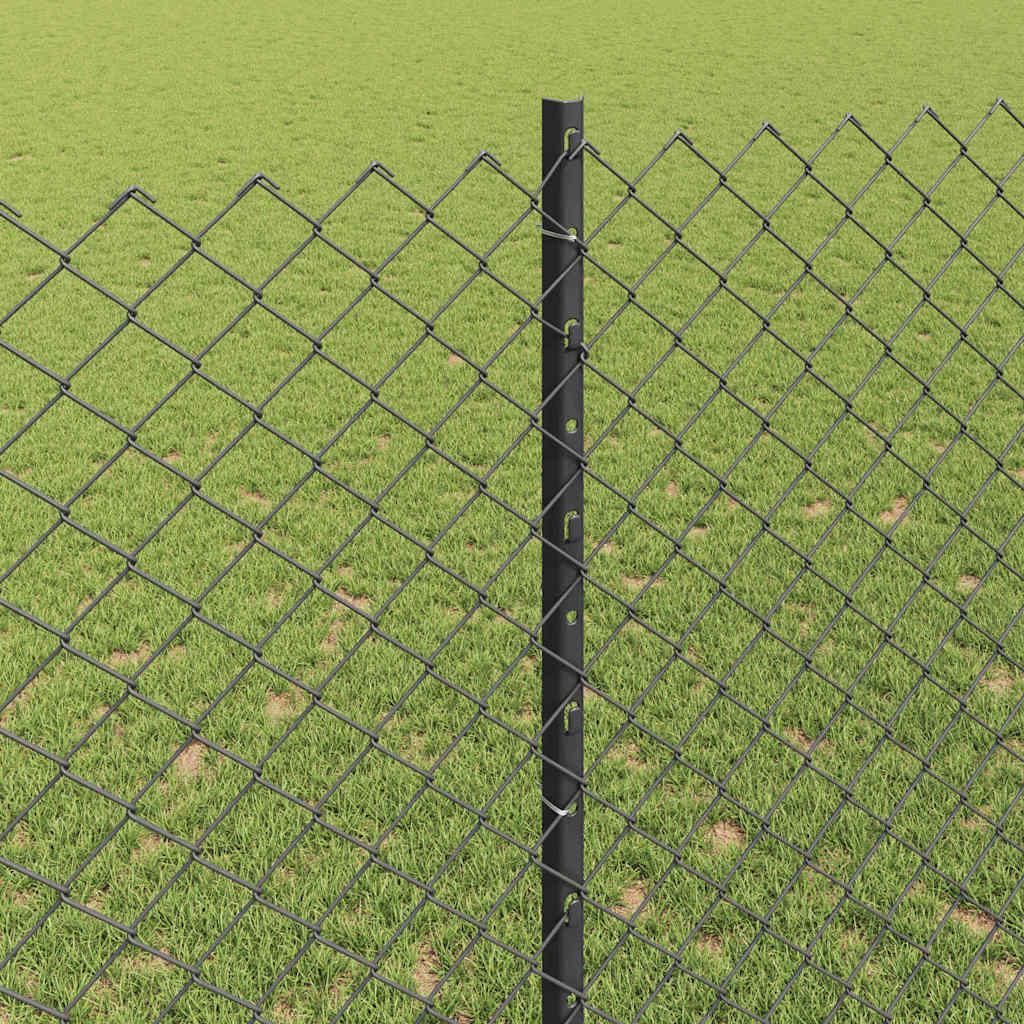 Zaun und Pfosten Grau 1,4 x 10 m Stahl