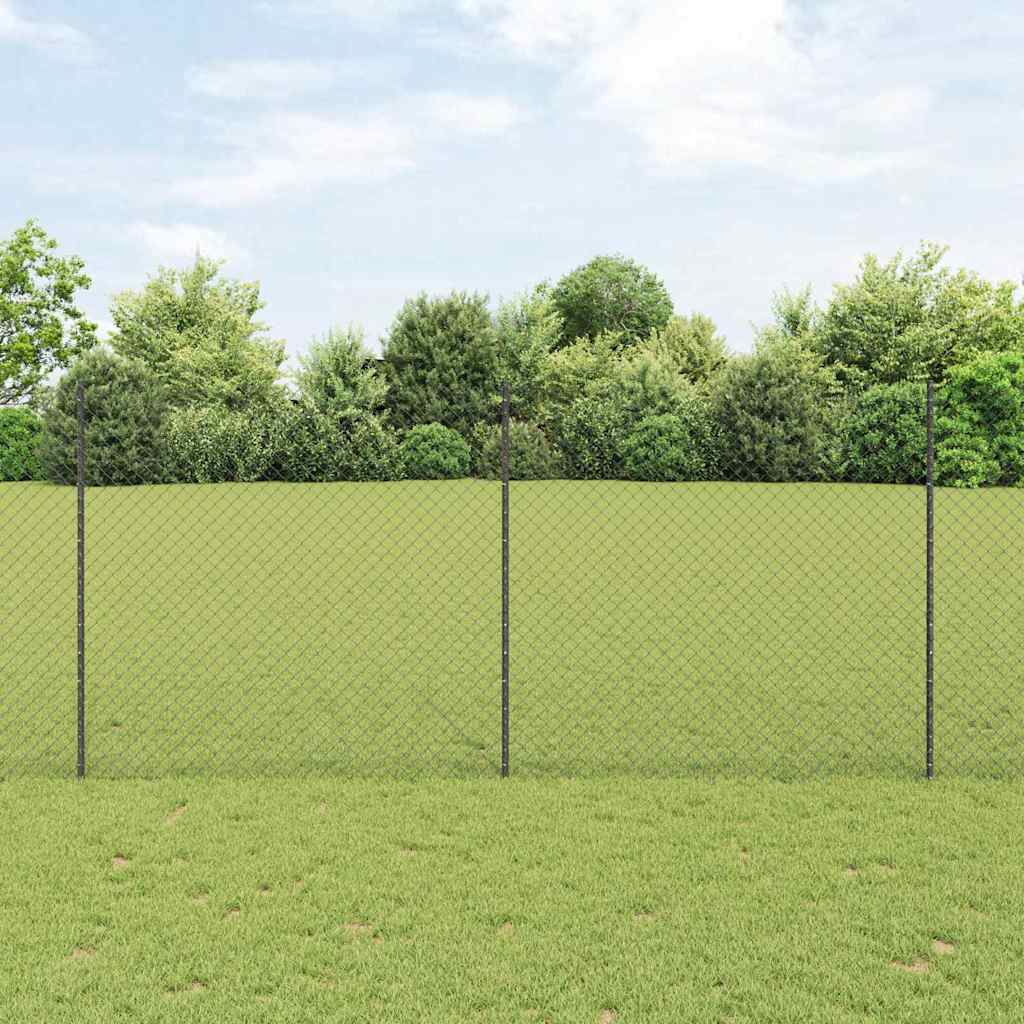 Zaun mit Pfosten Grau 1.4 x 10 m Stahl