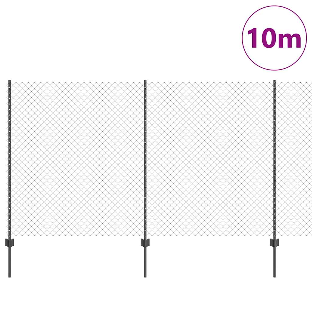 Zaun mit Pfosten Grau 1.4 x 10 m Stahl
