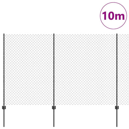 Zaun mit Pfosten Grau 1.5 x 10 m Stahl