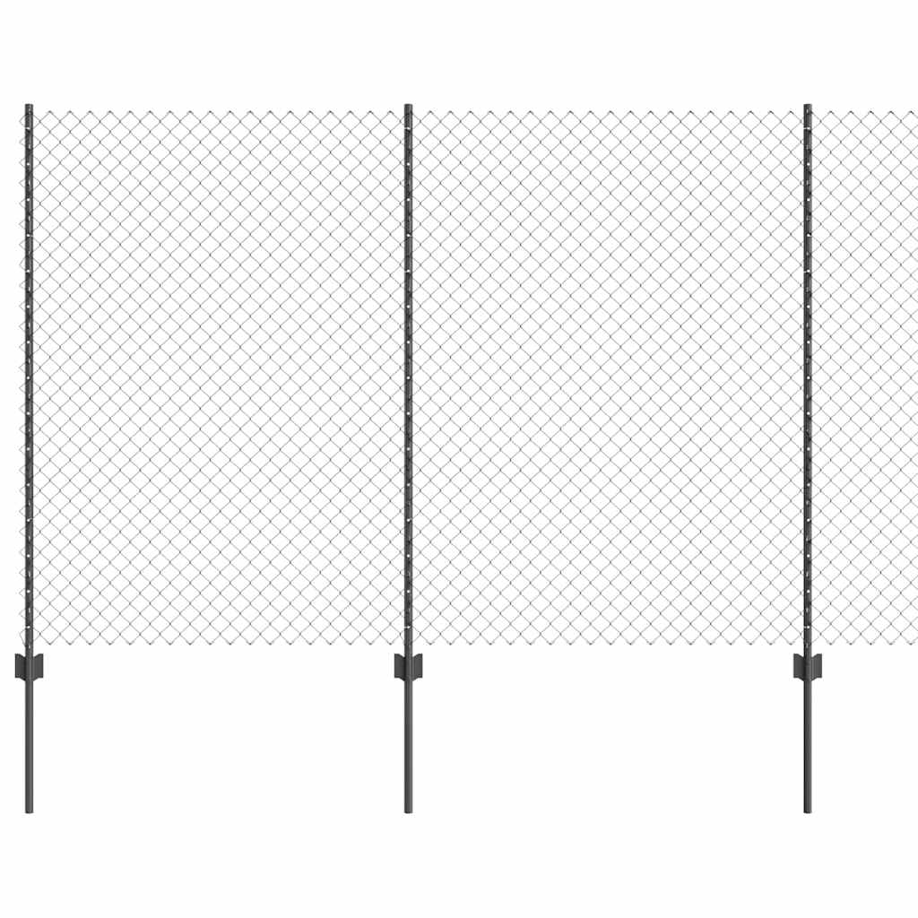 Zaun mit Pfosten Grau 1.6 x 10 m Stahl
