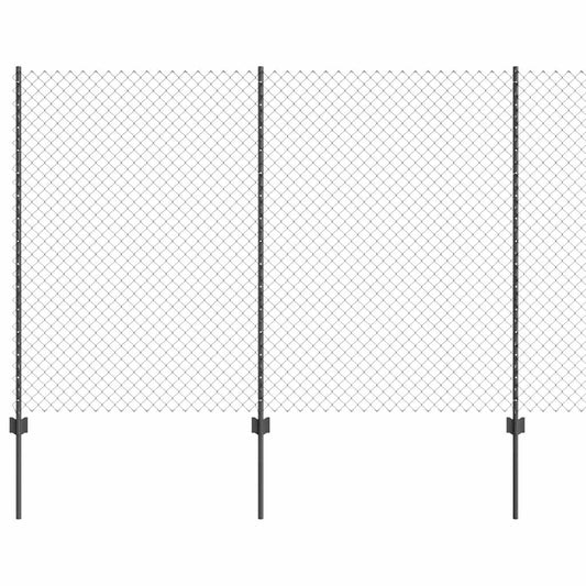 Zaun mit Pfosten Grau 1.6 x 10 m Stahl