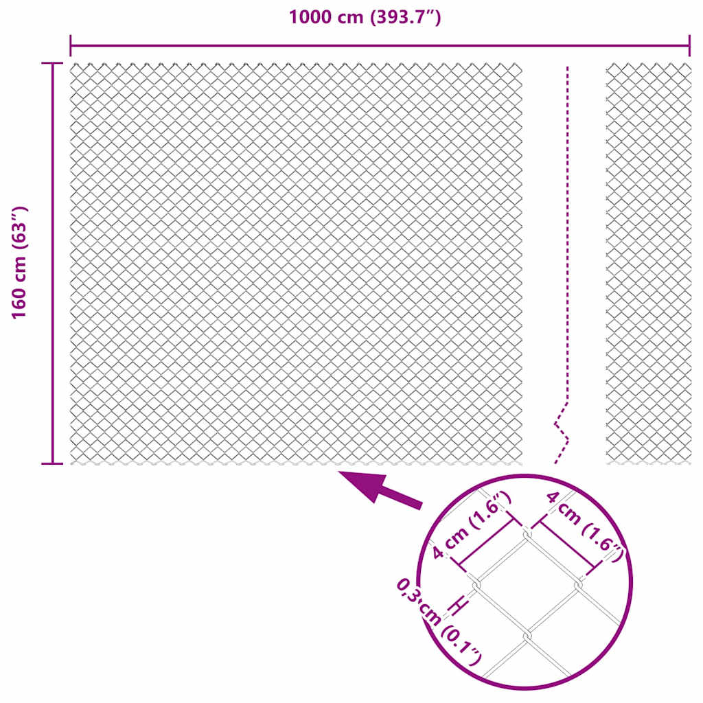 Zaun mit Pfosten Grau 1.6 x 10 m Stahl