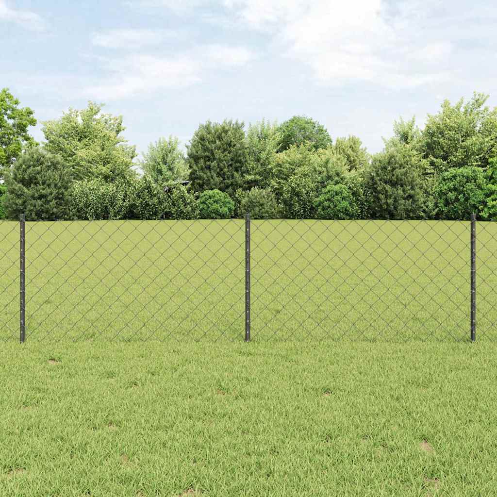 Zaun mit Pfosten Grau 0,6 x 10 m Stahl