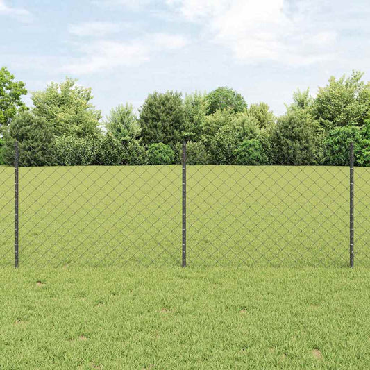 Zaun mit Pfosten Grau 0.8 x 10 m Stahl