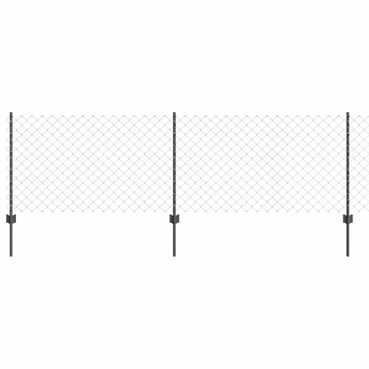 Zaun mit Pfosten Grau 0.8 x 10 m Stahl
