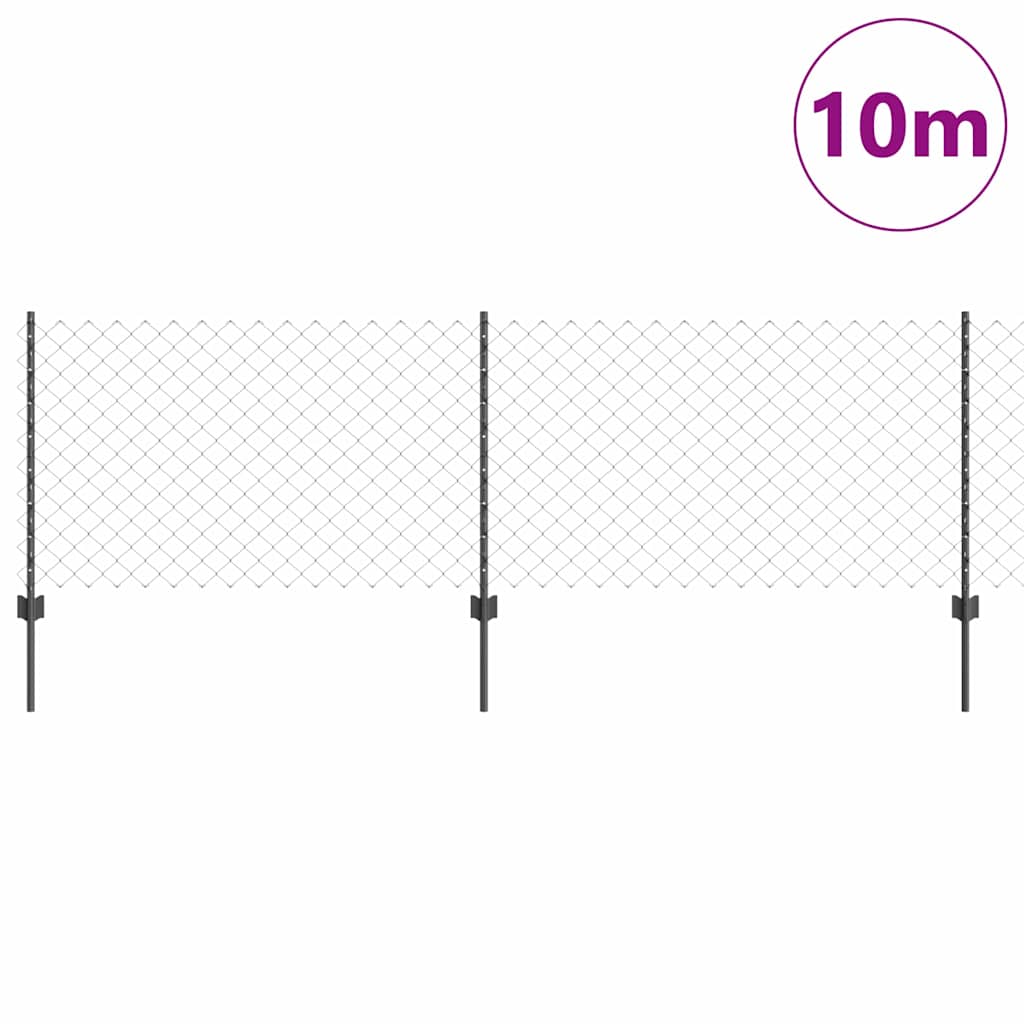 Zaun mit Pfosten Grau 0.8 x 10 m Stahl