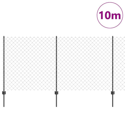 Zaun mit Pfosten Grau 1.2 x 10 m Stahl