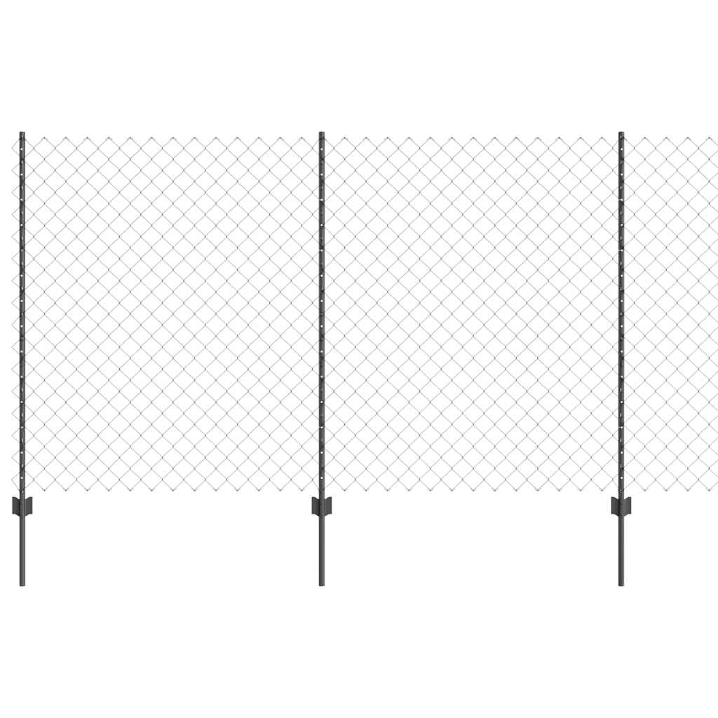 Zaun mit Pfosten Grau 1.4 x 10 m Stahl