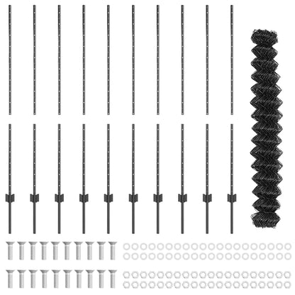 Zaun mit Pfosten Grau 1.4 x 10 m Stahl