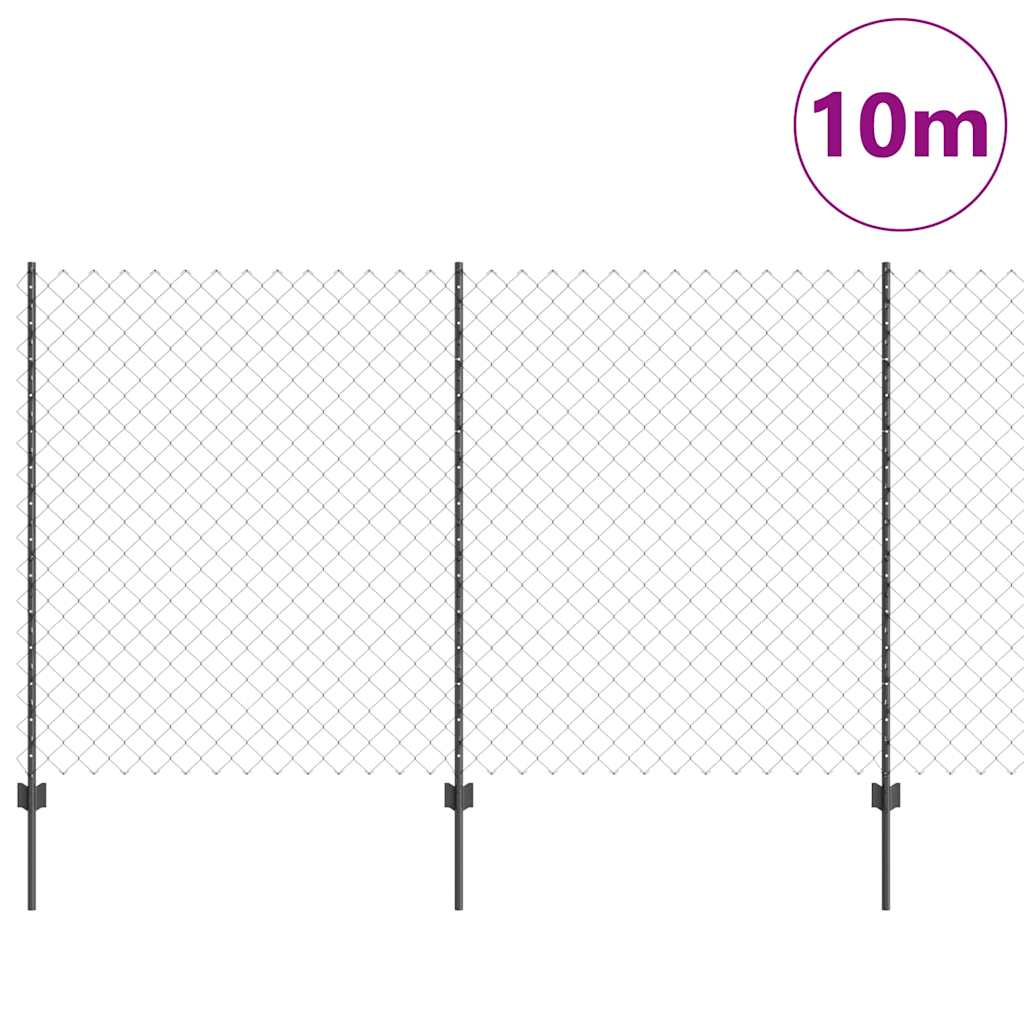 Zaun mit Pfosten Grau 1.4 x 10 m Stahl