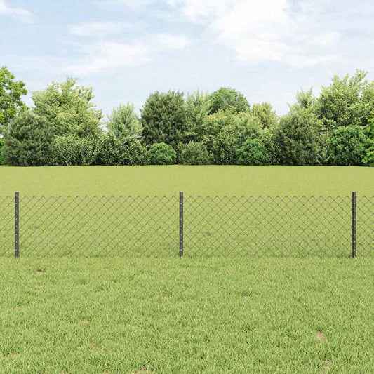 Zaun mit Pfosten Grau 0,4 x 25 m Stahl