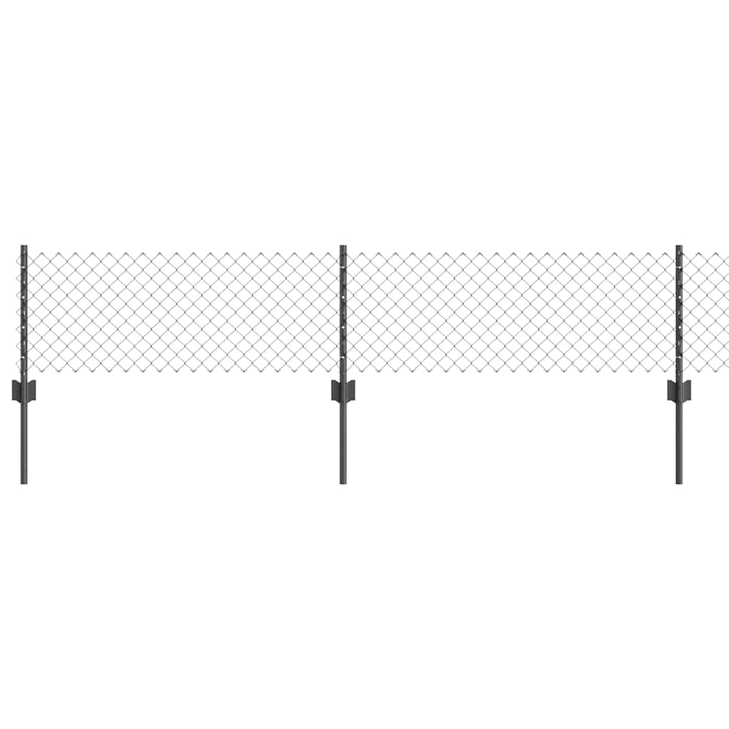 Zaun mit Pfosten Grau 0,4 x 25 m Stahl