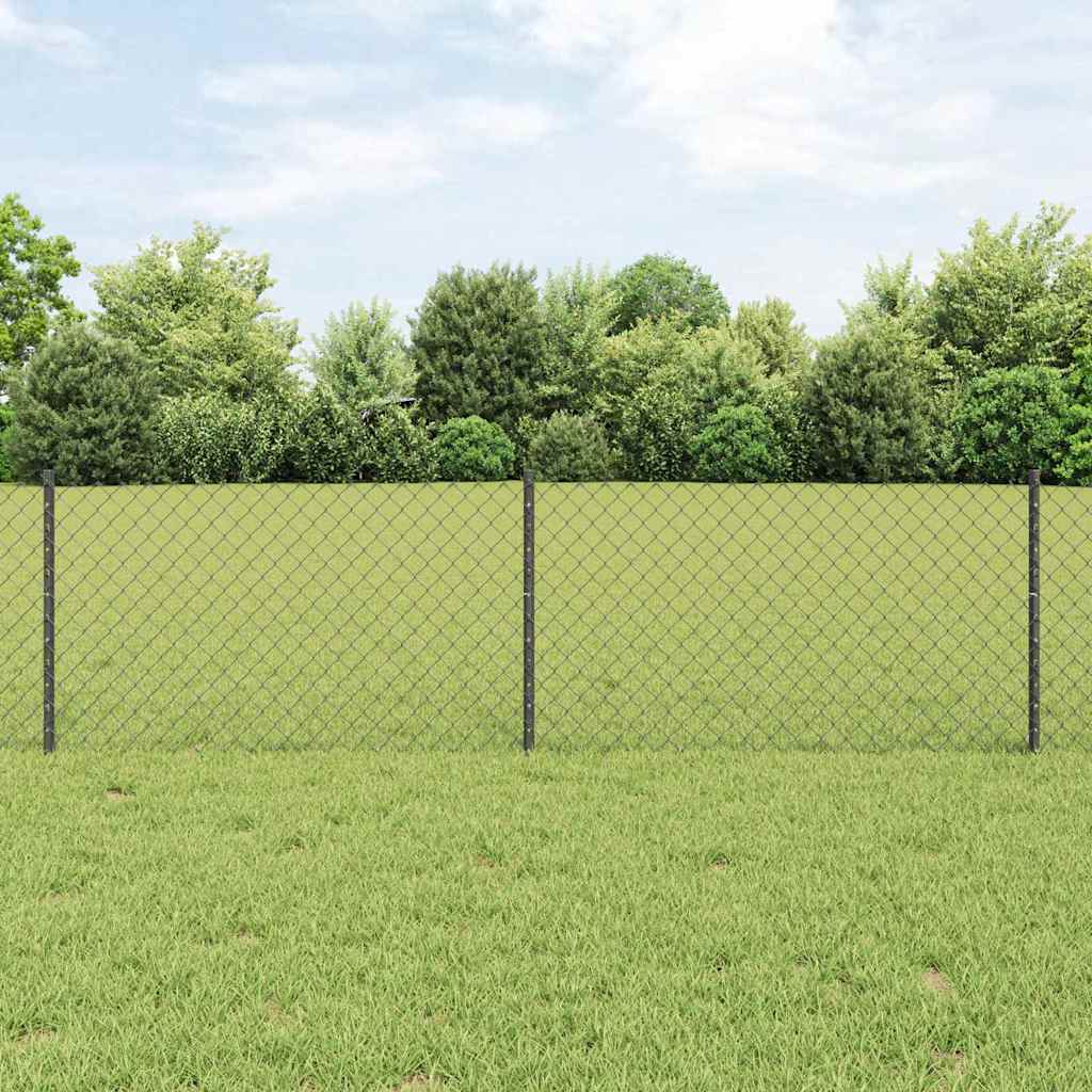 Zaun mit Pfosten Grau 0,6 x 25 m Stahl