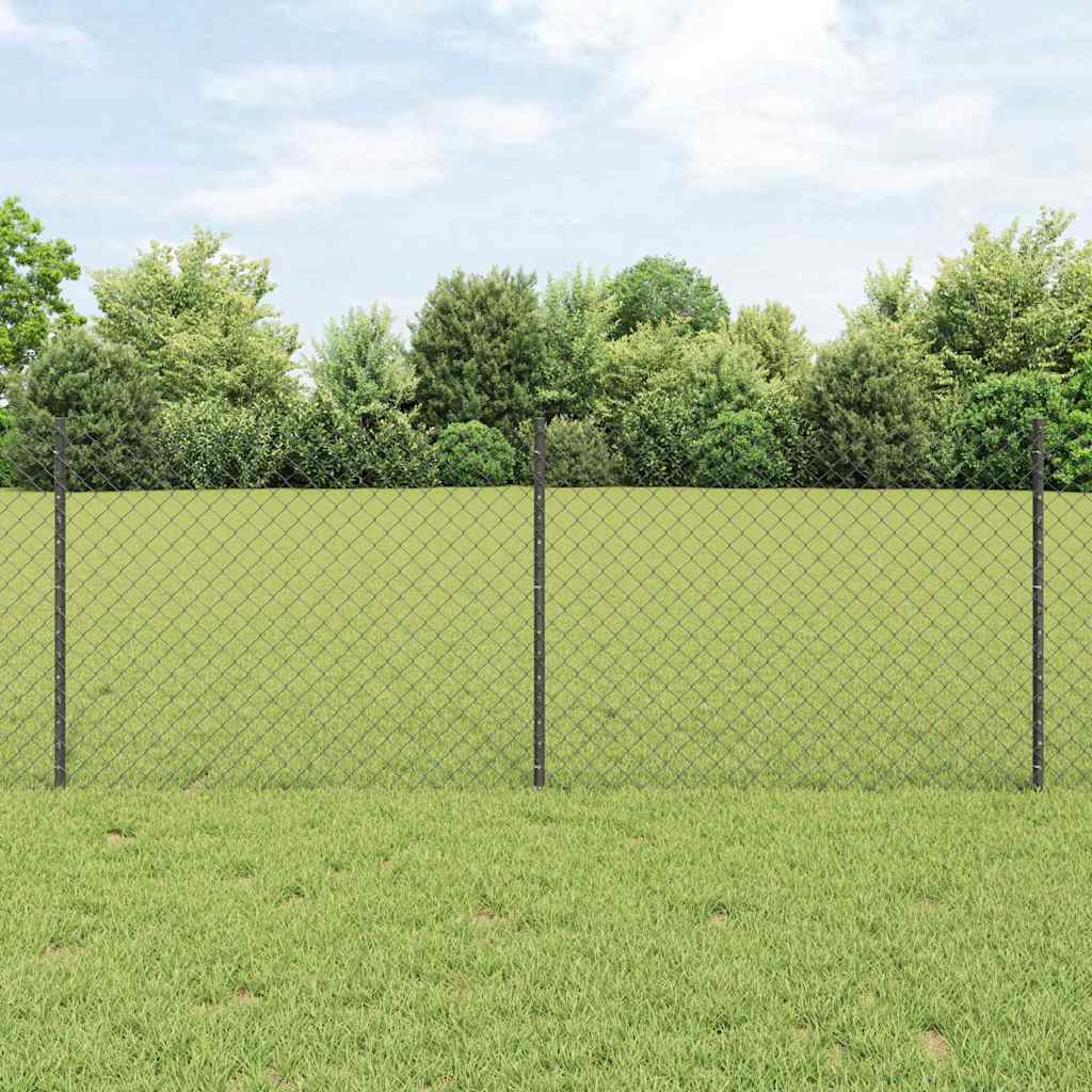 Zaun mit Pfosten Grau 0.8 x 25 m Stahl