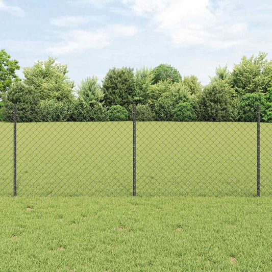 Zaun mit Pfosten Grau 0.8 x 25 m Stahl