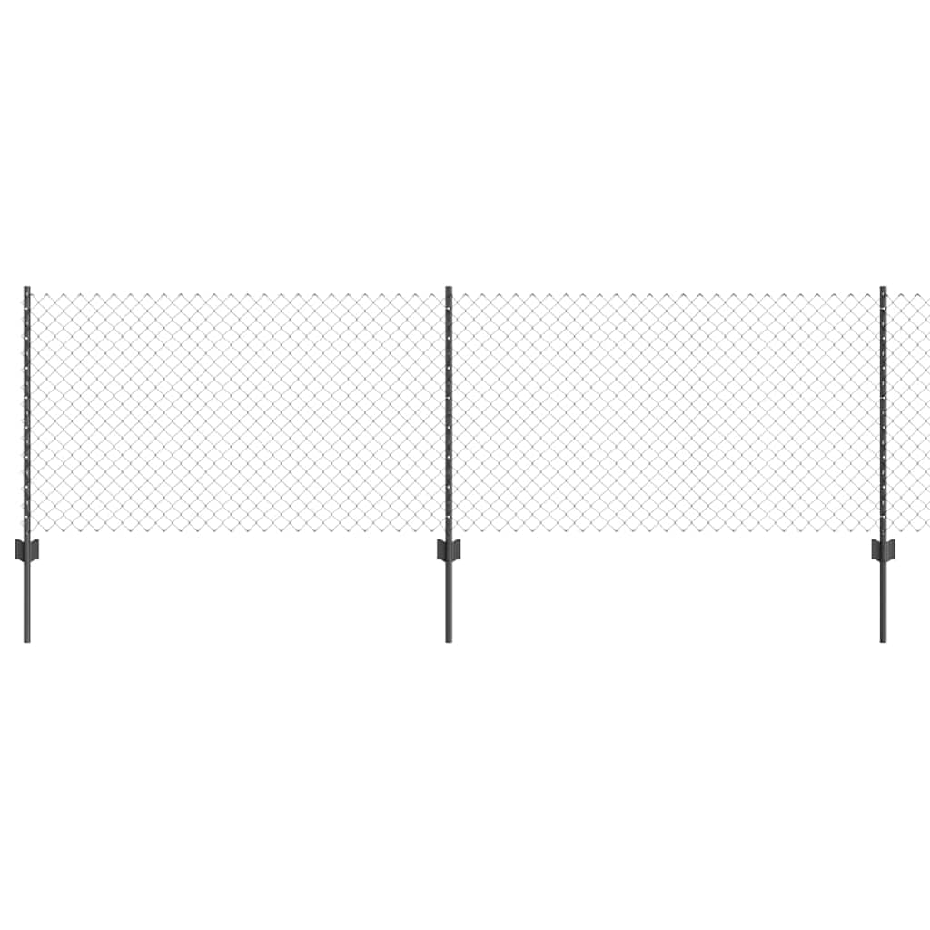 Zaun mit Pfosten Grau 0.8 x 25 m Stahl
