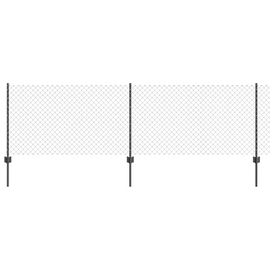 Zaun mit Pfosten Grau 0.8 x 25 m Stahl