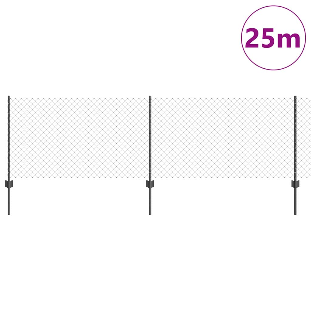 Zaun mit Pfosten Grau 0.8 x 25 m Stahl