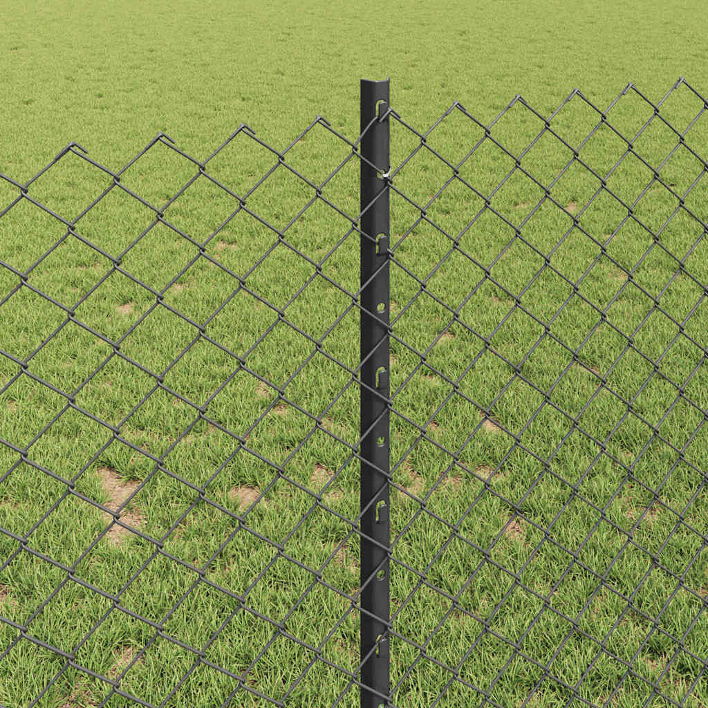Zaun und Pfosten Grau 1 x 25 m Stahl