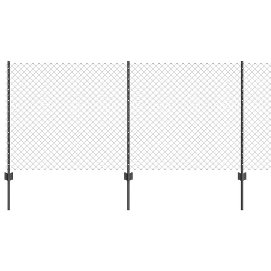 Zaun mit Pfosten Grau 1 x 25 m Stahl
