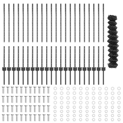 Zaun mit Pfosten Grau 1 x 25 m Stahl