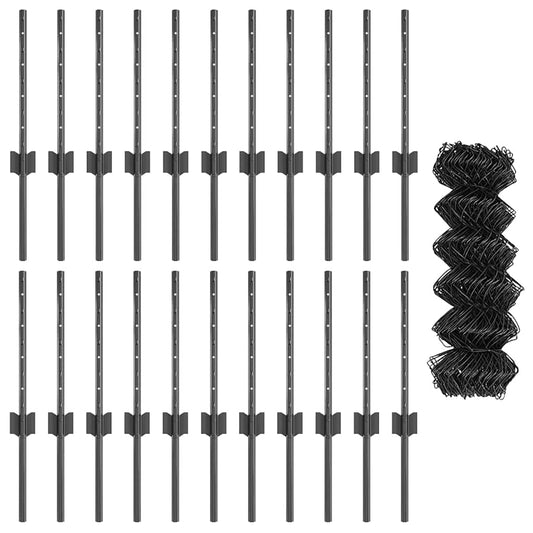 Zaun und Pfosten Grau 0,4 x 25 m Stahl