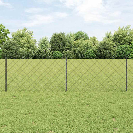 Zaun mit Pfosten Grau 0,6 x 25 m Stahl