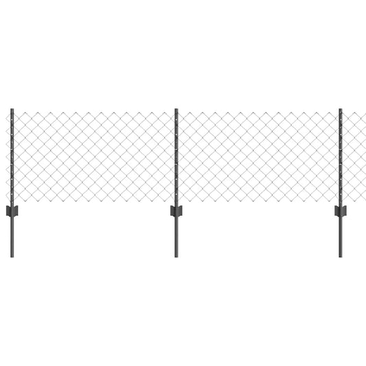 Zaun mit Pfosten Grau 0,6 x 25 m Stahl