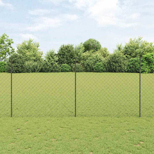 Zaun mit Pfosten Grau 1.4 x 25 m Stahl